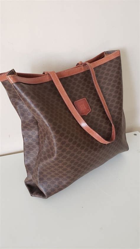 Celine M94 Macadam Tote Bag PVC Brown Authentic G10141054